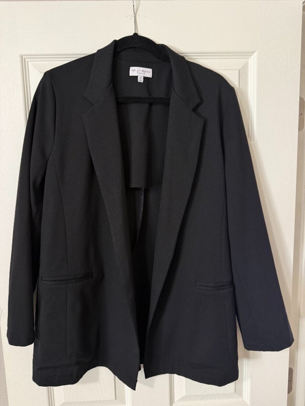 Ripley Rader Womens 2 Small Black Ponte Knit Open Front Blazer Jacket USA Made